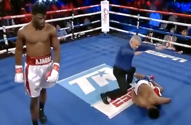 Efe Ajagba knocked out Brian Howard, uh, emphatically.