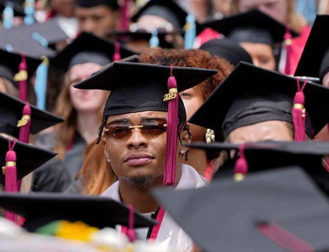 May 7, 2023; Columbus, Ohio, United States; Former Ohio State football player and two-time Heisman Trophy finalist Justin Fields graduated during the Ohio State University&#39;s spring commencement at Ohio Stadium. Fields Fields, who is now the starting quarterback of the Chicago Bears, was one of 191 current and past student-athletes to earn their degrees Sunday.