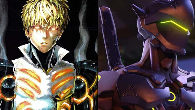 A side-by-side comparison of One Punch Man's Genos and Overwatch's Genji.