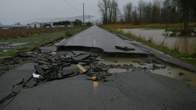 Flooding in British Columbia destroyed roads around Vancouver.