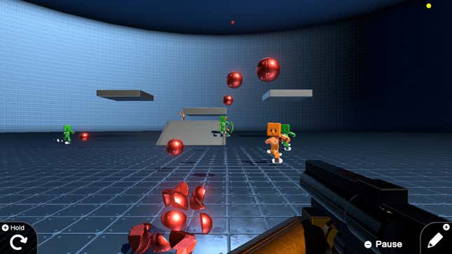 Spherical bullets fly in a Game Builder Garage homage to Doom Eternal