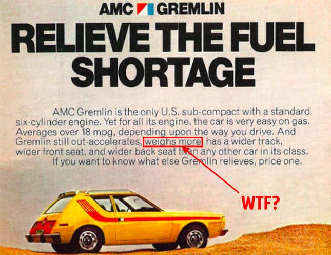 Image for article titled Unbelievably, American Automakers Used To Brag About Their Cars Being Heavier Than The Competition. Look At These Absurd Ads
