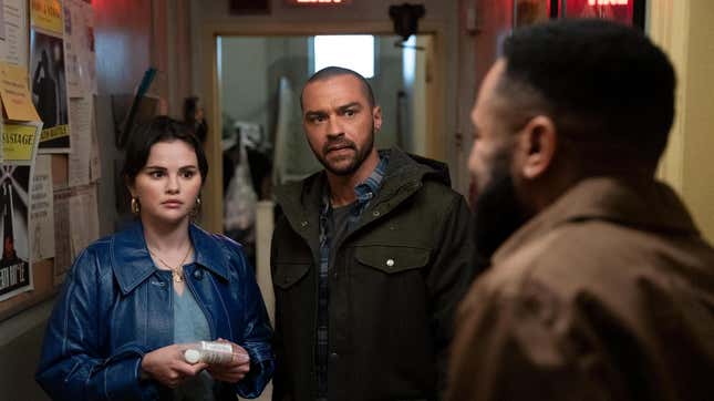 Selena Gomez, Jesse Williams, and Jason Veasey in OMITB 