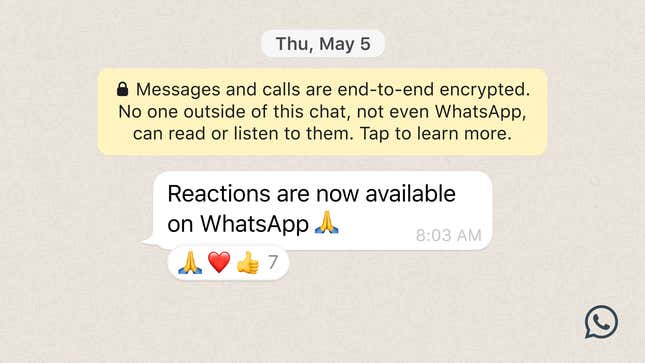 Imagen para el artículo titulado Las reacciones con emojis a los mensajes ya llegaron a WhatsApp