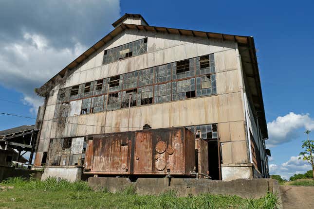A building that housed the machine shop in Fordlandia on July 5, 2017 in Aveiro, Brazil. 
