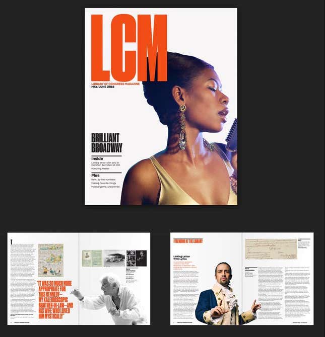 Library of Congress magazine featuring the typeface Druk Condensed Super.