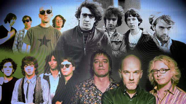 Clockwise from top left: Peter Buck, Bill Berry, Michael Stipe, and Mike Mills of R.E.M. circa 1994 (Photo: Chris Carroll/Corbis via Getty Images); The band circa 1983 (Photo: Paul Natkin/Getty Images); circa 2000 (Photo: Tim Roney/Getty Images); circa 1987 (Photo: Chris Carroll/Corbis via Getty Images)