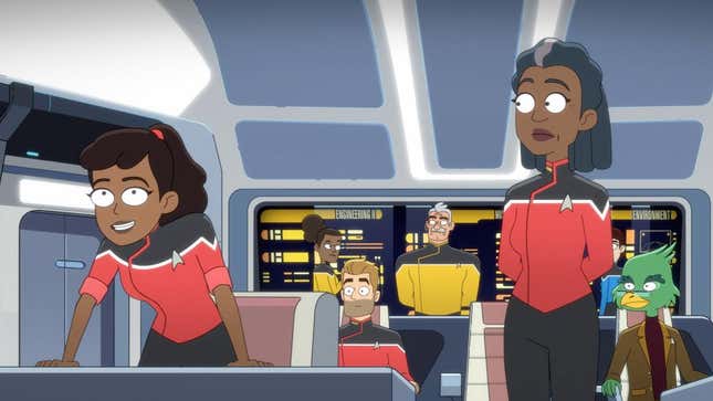 Image for article titled Watch the Lower Decks Crew Freak Out About Voyager, As They Should