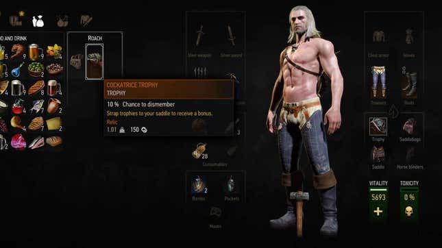 Geralt from The Witcher 3 stands behind a hammer in a glitched game of the popular RPG.