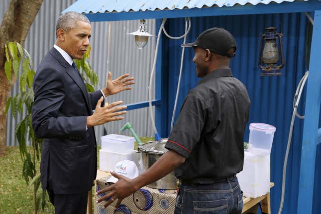 Former US president Barack Obama was wowed by clean energy innovation in Nairobi.