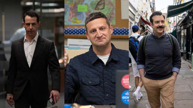 Jeremy Strong in Succession; Tim Robinson in I Think You Should Leave; Jason Sudeikis in Ted Lasso