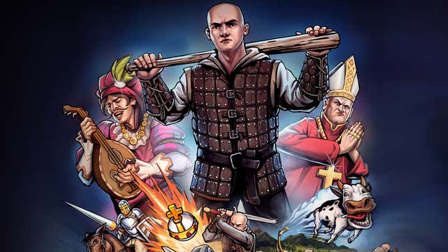 Artwork from Rustler featuring the main character holding a bat alongside other characters.