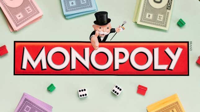 El logo en una caja de juego de mesa Monopoly.