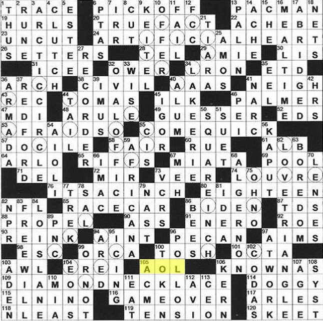 105-Across: Co. that owns Moviefone