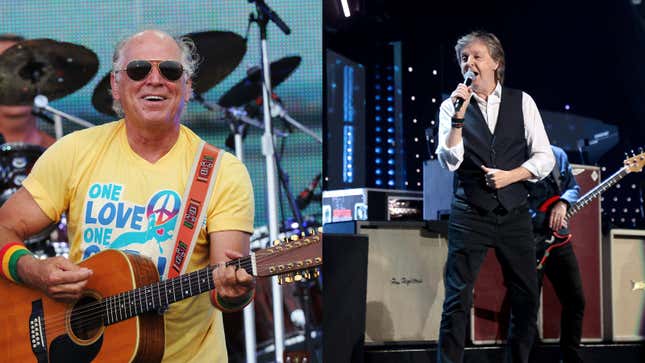 Links: Jimmy Buffett (Foto: Rick Diamond/Getty Images für CMT), Rechts: Paul McCartney (Foto: Dimitrios Kambouris/Getty Images für The Rock and Roll Hall of Fame)