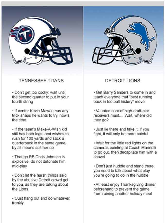 Image for article titled Titans at Lions