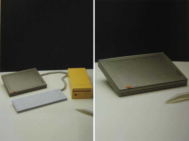 Apple’s “book-like” computer couldn’t be realized with the technology of 1982, but it would later succeed as Apple’s touch-based devices.