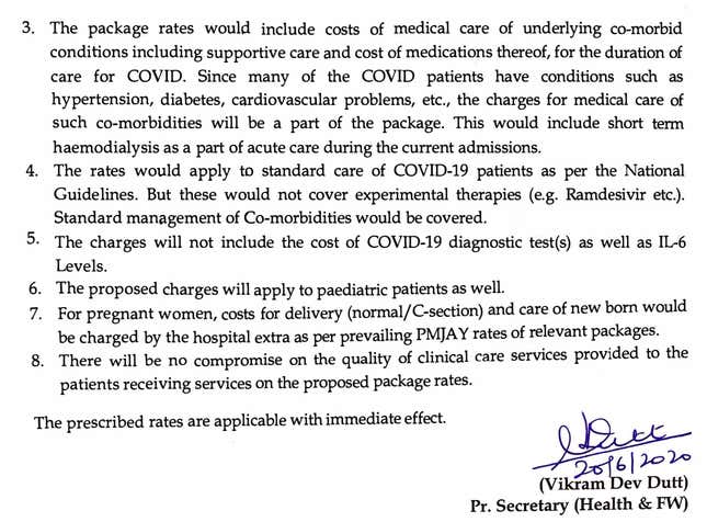 Delhi government's price cap on hospital charges for Covid-19.