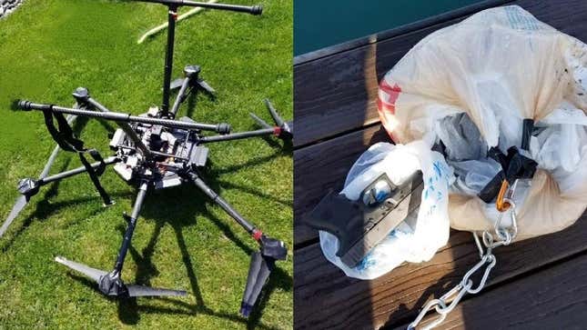 Image for article titled A Drone Smuggling Guns Across the U.S.-Canada Border Got Caught in a Tree