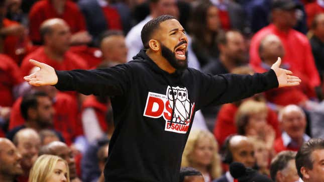 Image for article titled Drake Cuts Sweaty Promo About How Raptors Fans Are Really Good At Following The Rules