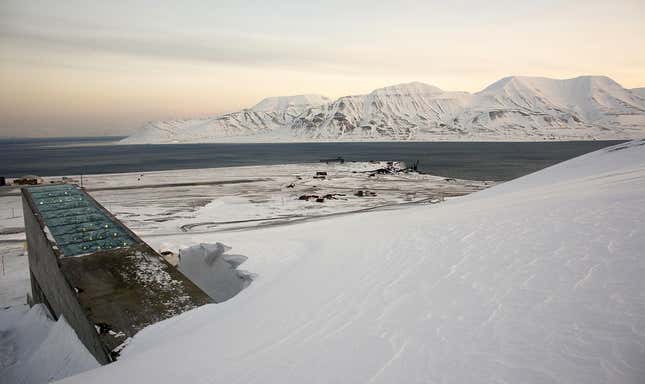 La bóveda de semillas de Svalbard, vista desde la montaña en la que se ubica.