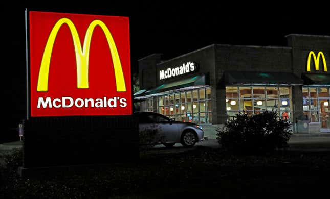 FILE - A McDonald's restaurant is seen, Feb. 14, 2018, in Ridgeland, Miss. McDonald's plans to eliminate self-service soda machines at all of its U.S. restaurants by 2032, the Chicago-based fast food chain has confirmed. In an email to The Associated Press on Tuesday, Sept. 12, 2023, McDonald's USA said the goal of the change is to create consistency for customers and crew members across the chain's offerings — from in-person dining to online delivery and drive-thru options. (AP Photo/Rogelio V. Solis, File)