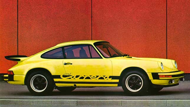 A photo of a yellow Porsche 911