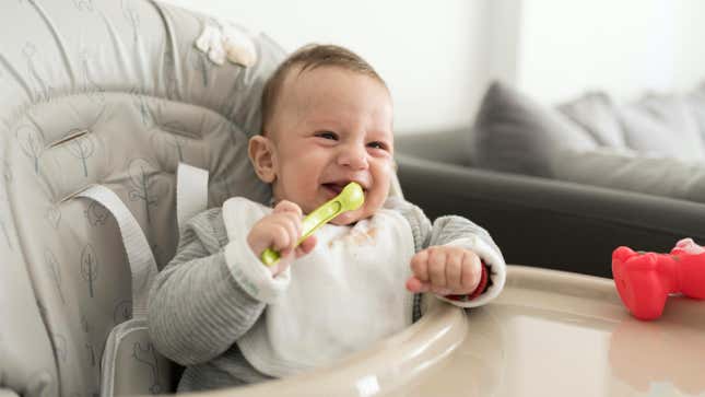 happy baby eating
