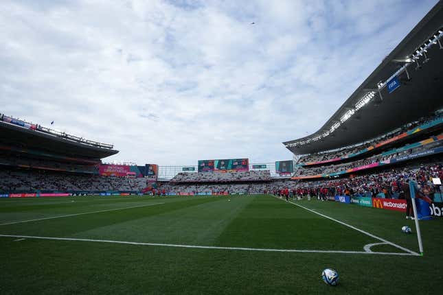 Jul 22, 2023; Auckland, NZL;  A general view of the pitch before a group stage match between the USA and Vietnam in the 2023 FIFA Women&#39;s World Cup at Eden Park.