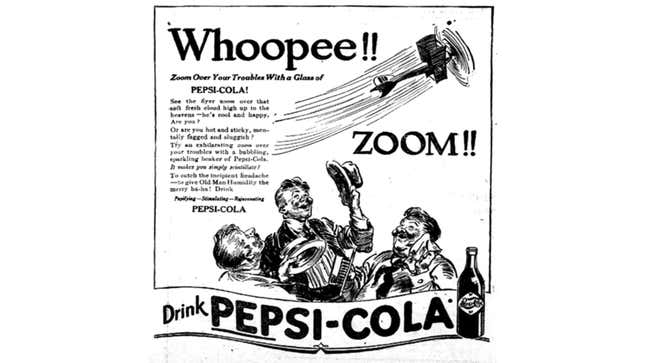 Old ad for Pepsi featuring airplane