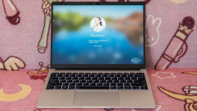 A photo of the Framework laptop on a couch