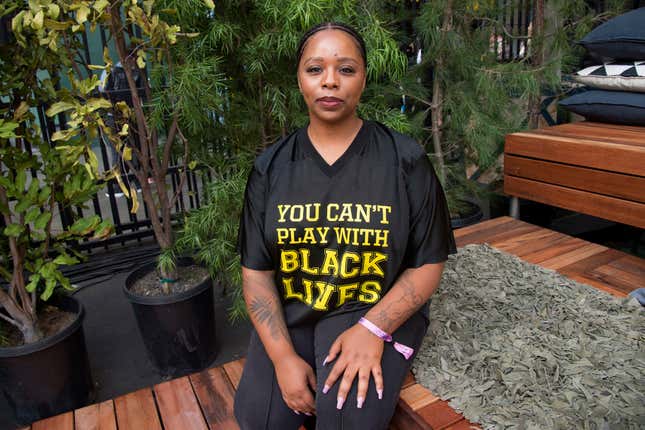 In this Nov. 4, 2018, file photo, Patrisse Cullors poses for a photo on day three of Summit LA18 in Los Angeles. Cullors, a co-founder of Black Lives Matter, announced Thursday, May 27, 2021, that she is stepping down as executive director of the foundation.