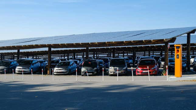 A photovoltaic parking lot at a zoo in Belgium