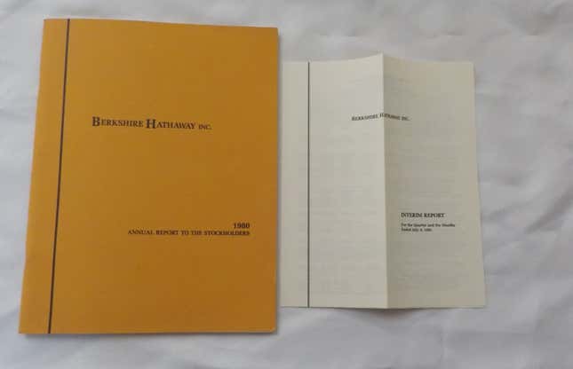 Image for article titled Used Berkshire Hathaway annual reports are selling for up to $2,050 on eBay
