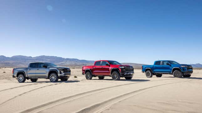 2023 Chevrolet Colorado trims from left to right: Colorado Z71, Colorado Trail Boss and Colorado ZR2
