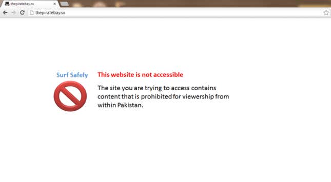 Blocked message from 2013 in Pakistan.