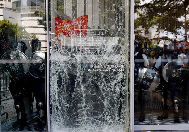 Riot police on guard.