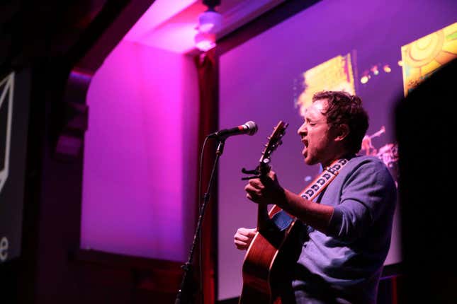 “Reimagine End of Life” founder Brad Wolfe belts it out.