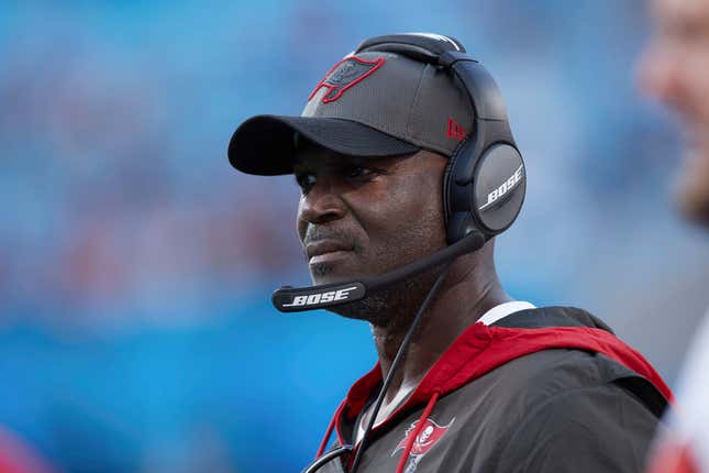 Tampa Bay Buccaneers defensive coordinator Todd Bowles watches from the sideline during the team’s NFL football game against the Carolina Panthers on Dec. 26, 2021, in Charlotte, N.C. Buccaneers coach Bruce Arians has decided to retire as coach of the Buccaneers and move into a front-office role with the team, it was announced Wednesday night, March 30. Bowles will replace Arians as coach.