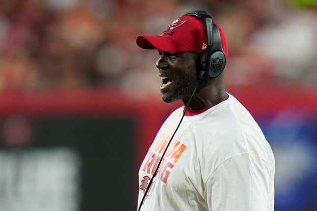 Tampa Bay Buccaneers head coach Todd Bowles during the first half of an NFL football game against the Kansas City Chiefs Monday, Oct. 3, 2022, in Tampa, Fla.