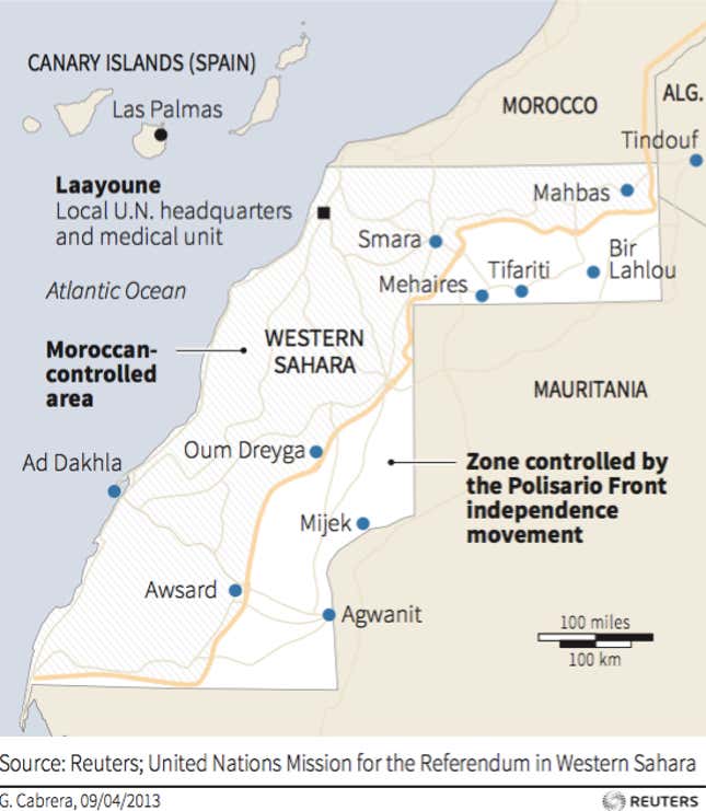Map of Western Sahara