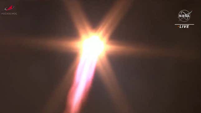 A view of the Soyuz 2.1a rocket during launch.