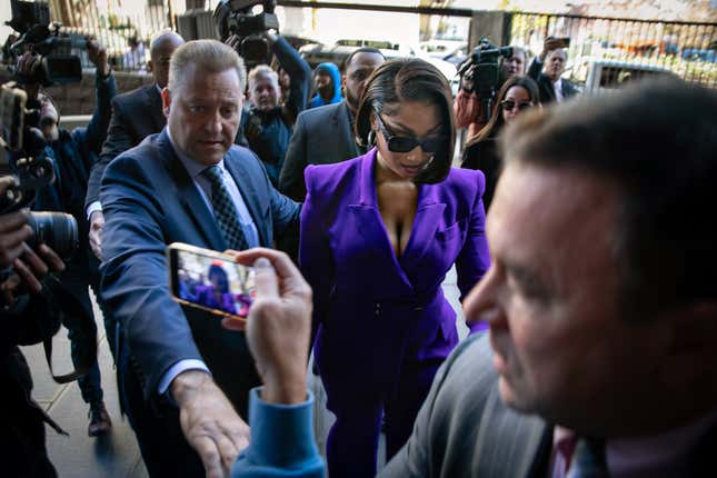 Megan Thee Stallion whose legal name is Megan Pete arrives at court to testify in the trial of Rapper Tory Lanez for allegedly shooting her on Tuesday, Dec. 13, 2022 in Los Angeles, CA. 