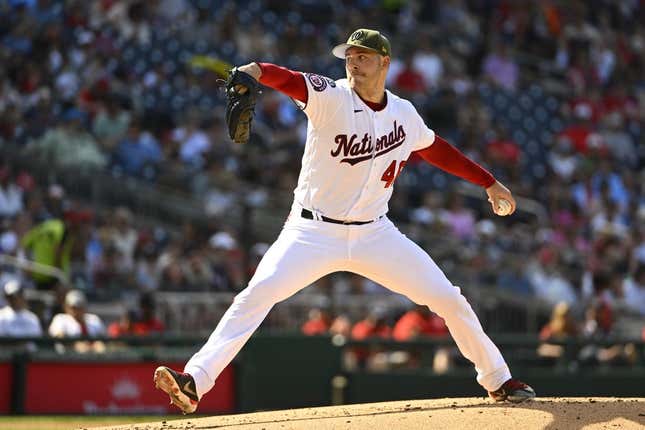 May 20, 2023; Washington, District of Columbia, USA; Washington Nationals starting pitcher Patrick Corbin (46) throws to the Detroit Tigers during the second inning at Nationals Park.