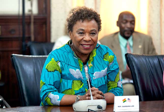 Rep. Barbara Lee, looks on Ghana’s Parliament in Accra, Ghana, Wednesday, July 31, 2019.