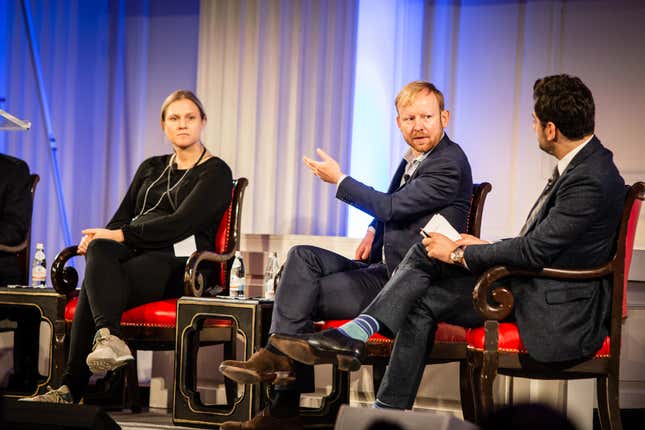 Reebok's Erika Swan and McKinsey's Karl-Hendrik Magnus at the Sourcing Journal Summit.