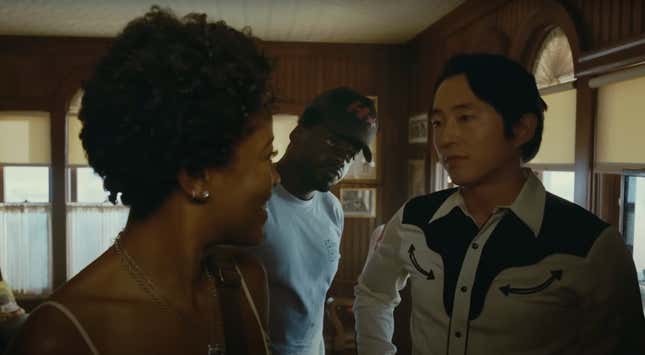 Steven Yuen and adult Jupe showing off his Gordy's home collection