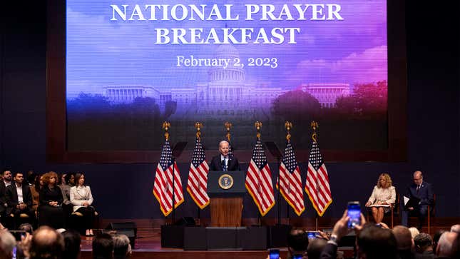 Image for article titled Biden Casually Tells National Prayer Breakfast He’s Been To Heaven Several Times