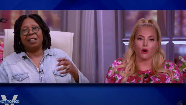 Whoopie Goldberg and Meghan McCain on the May 24, 2021 broadcast of The View.