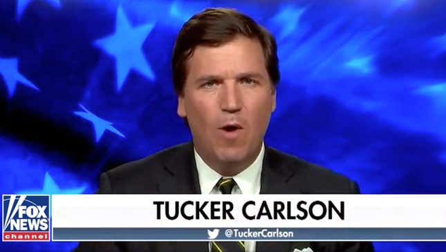 Image for article titled Tucker Carlson Angrily Explains Difference Between Good Baby And Bad Baby